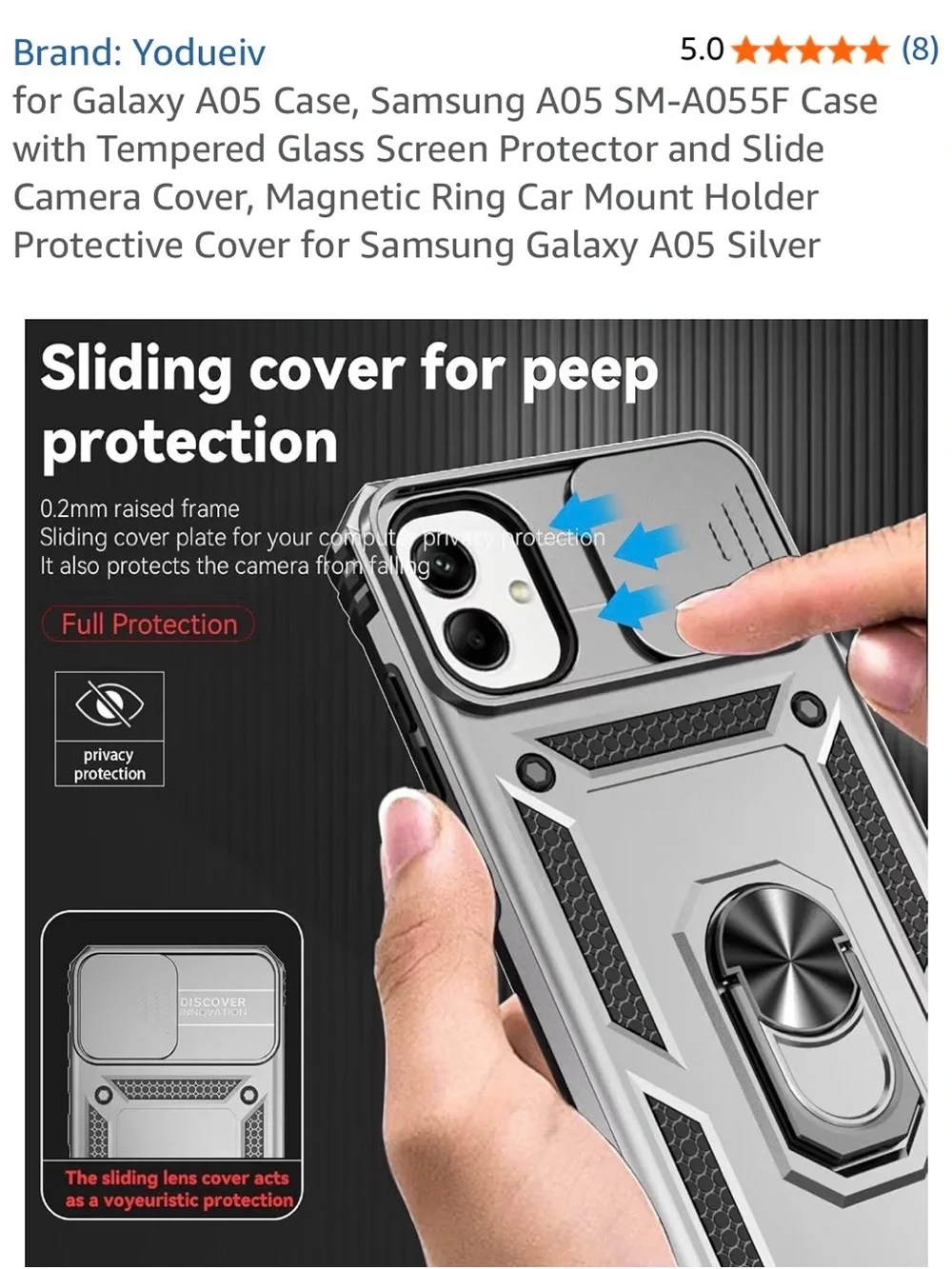 Silver Rugged Ring Case for Samsung Galaxy A05